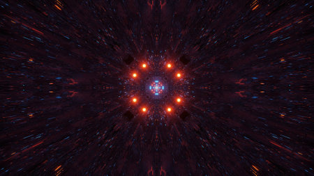 A cosmic background with colorful laser lights - perfect for a digital wallpaperの写真素材