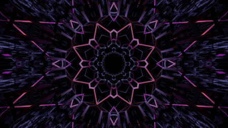 An Illustration of geometric shapes with colorful neon laser lights - perfect for backgroundsの写真素材