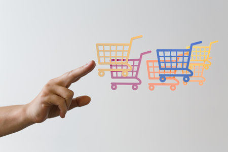 percent shopping digital in handの写真素材