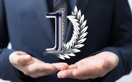 First or one  Years award Digital number award Anniversary 3dの写真素材