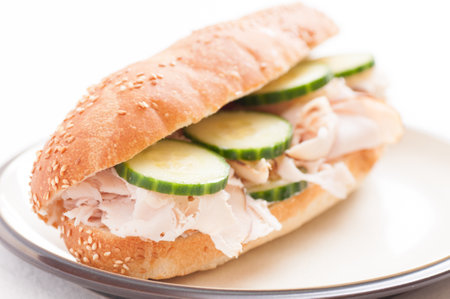 turkey and cucumber sub sandwichの写真素材