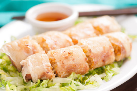 crispy vietnamese sprill roll or egg rollの写真素材