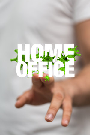 Home office of self quarantine digitalの写真素材