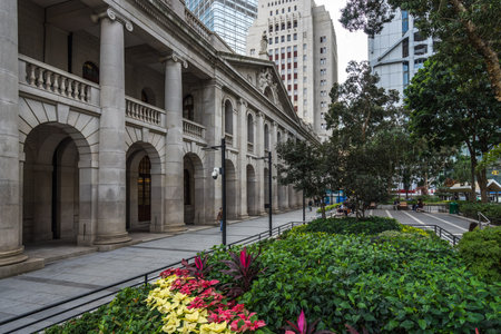 The Court of Final Appeal Building surrounded by greenery in Hong Kong in Chinaの写真素材