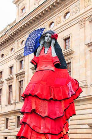 PRAGUE, CZECH REPUBLIC - Nov 22, 2019: Statue of a woman near the national theater in Pragueのeditorial素材