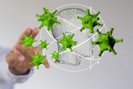 flu virus attack digital 3d
