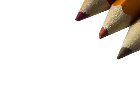 A closeup shot of colorful pencils on a white backgroundの写真素材
