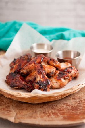 chicken wings with dipの写真素材