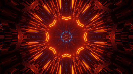 An abstract illustration with colorful glowing neon lights - great for backgrounds and wallpapersの写真素材