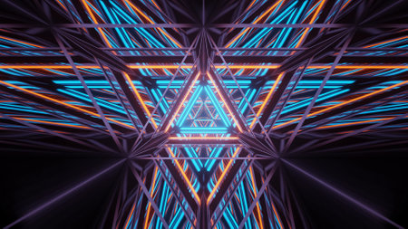 A cosmic background with colorful laser lights - perfect for a digital wallpaperの写真素材