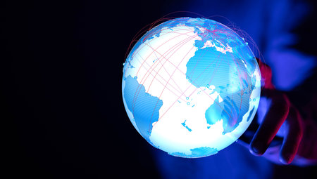 Global network connection. World map point and line compositionの写真素材