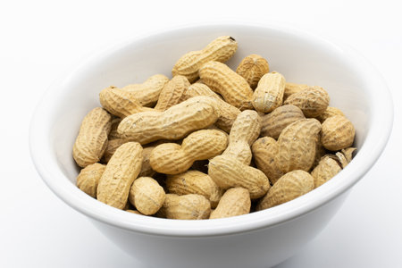 The peanuts with shells isolated on a white background