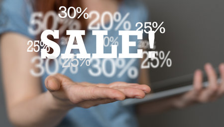 shopping online digital concept in handの写真素材