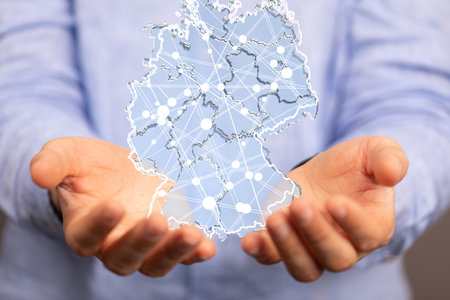 germany map digital in hand 3d