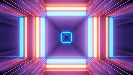 A cosmic background with colorful geometric laser lights - perfect for a digital wallpaper