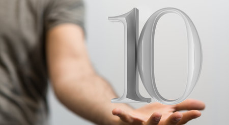 10 Digital number Years Anniversary 3d backgroundの写真素材
