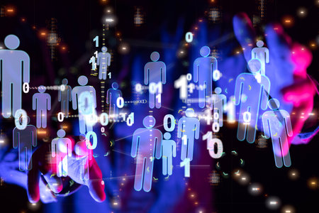 team work connection digital conceptの写真素材