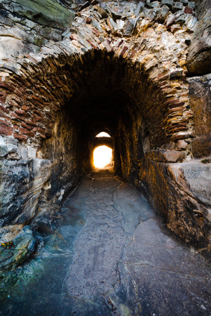 A vertical shot of a small tunnelの写真素材