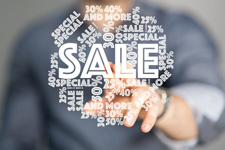 percent shopping digital in handの写真素材