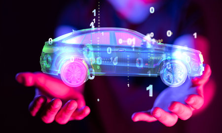 digital car technology smart in virtuel roomの写真素材