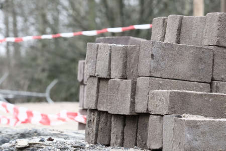 A selective focus shot of square stones on top of each otherの写真素材