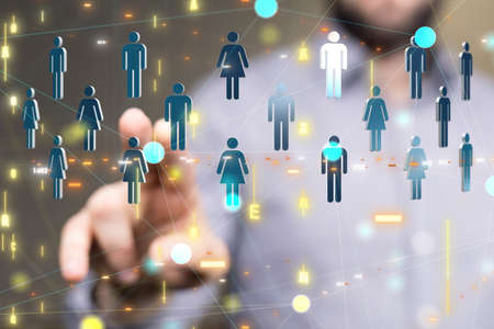 Social Networking illustration team group digitalの写真素材