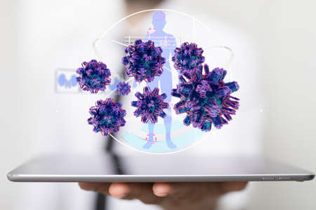 flu virus attack digital 3dの写真素材