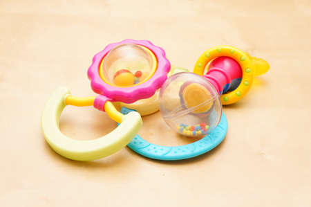 A closeup shot of colorful baby toysの写真素材