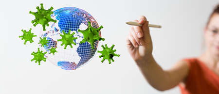 contagious coronavirus pandemic, dangerous virus outbreak 3d