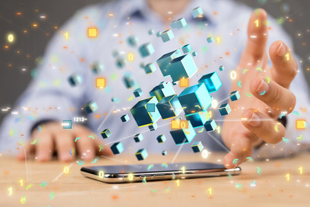 code data concept in hand digital 3d