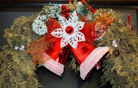 A closeup shot of Christmas decorative bells