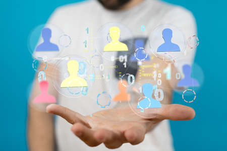 conceptual image with social connectionの写真素材