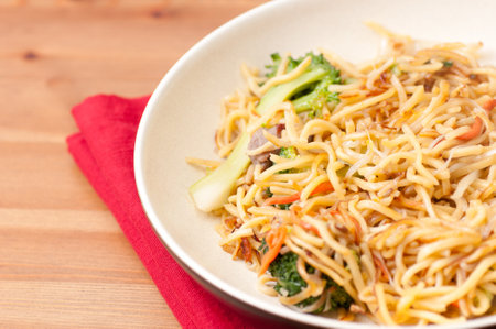 fried vegetable chow meinの写真素材