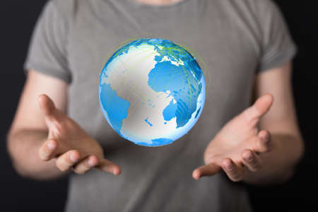 Holding Business World connection digitalの写真素材