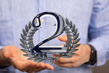 Second or two  Years award Digital number award Anniversary 3d