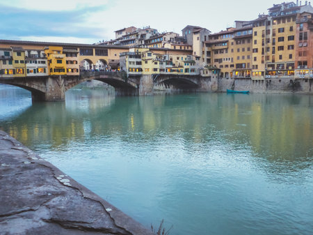 A beautiful shot of Ponte Vecchio in Florence, Italyのeditorial素材