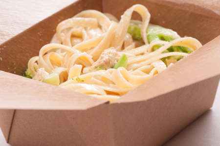 chicken fetuccine primavera take outの写真素材