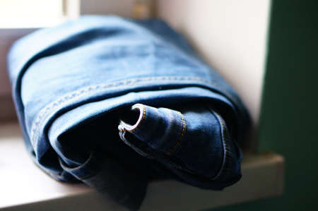 A closeup shot of blue jeans pants