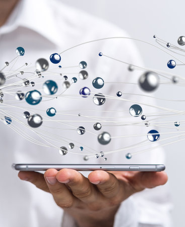 A person presenting the virtual projection of data technologyの写真素材