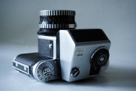 BUCURESTI, ROMANIA - Mar 15, 2020: old vintage Pentacon Six P6 photo film camera and lens  +...