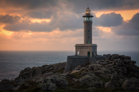 The Punta Nariga Lighthouse in Galicia, Spainのeditorial素材