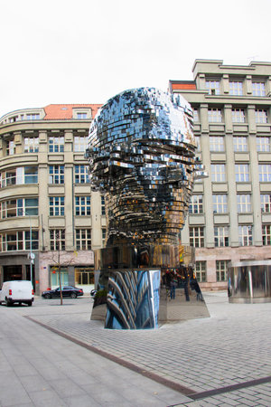 PRAGUE, CZECH REPUBLIC - Nov 22, 2019: Franz Kafka's Head during the dayのeditorial素材