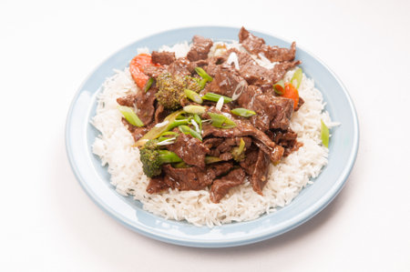 ginger beef with riceの写真素材
