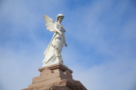A beautiful shot of the religious statues with the blue sky in the background in New Orleansのeditorial素材