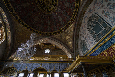 An inside look of the Throne Room of Topkapi Palace Harem in Istanbul in Turkeyのeditorial素材