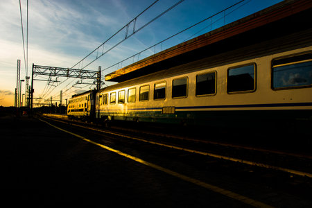A beautiful shot of a train in the motion at the railway station