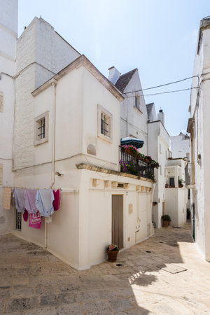 A vertical shot of white buildings in Locorotondo, Apulia, Italyのeditorial素材