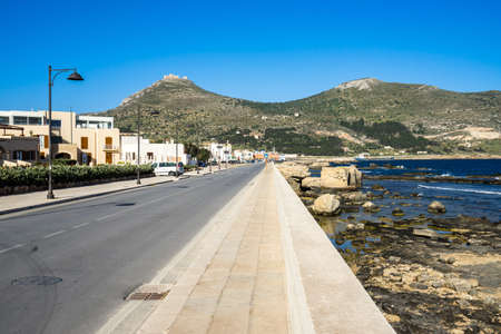 The Favignana on a beautiful sunny day with Forte Santa Caterina in the background, Aegadian Islands, Sicilyのeditorial素材