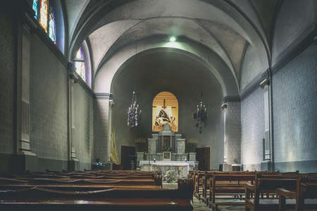 The inside of the church with a sunlight in itのeditorial素材