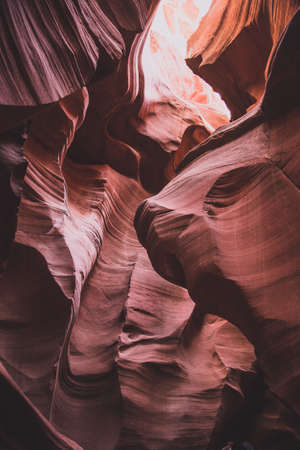 A low angle shot of amazing sandstone formations in Slot Canyon in Utahの写真素材